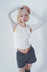 NECK STRAP TEE_DOT WHITE