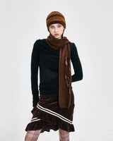 Ribbon Tied Muffler _ BROWN
