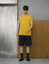 Contrast-Stitch Wide-Shoulder Tank