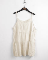 Airu pintuck punching lace layered string tank top mini dress