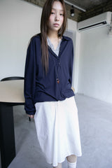 soft over button collar top(4colors)