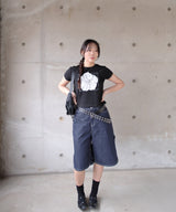 フラワーDロゴTシャツ_ブラック
