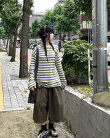 ストライプルースリネンTシャツ