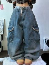 HIGH QUALITY 💍💎 LIP BALLOON PARACHUTE DENIM PANTS 🤎2 SIZE