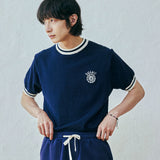 ballast athletic ringer knit sweat navy