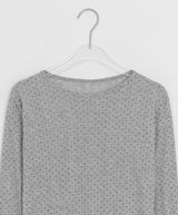 カンカドットリブラウンドロングスリーブTシャツ