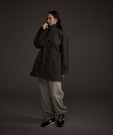 W BALMACAAN HERRINGBONE WOOL CASHMERE HALF COAT BLACK