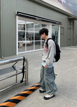 レフレクターストラップカーゴデニムパンツ