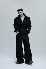 Fur Patchwork Zip-Up Hoodie