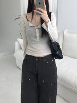 Slim button T-shirt (2 colors)