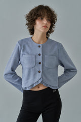 Frill crop jacket_skyblue