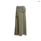 (3color) Pocket Snap Wrap Long Skirt