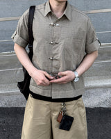 バックルチェッククロッピードショートスリーブシャツ