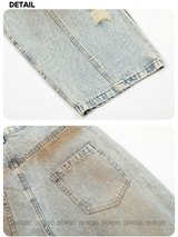 washed-out dirty fit loose wide denim pants