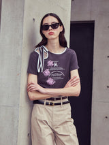 [LINE] Shoulder Strap Print T-shirt