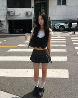 Check pleated skirt