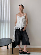 frill cancan sleeveless blouse top