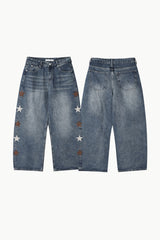 Star side patch denim pants