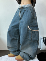 HIGH QUALITY 💍💎 LIP BALLOON PARACHUTE DENIM PANTS 🤎2 SIZE