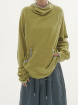 ブリックフィンガーホールワッフルフーディーTシャツ -3C