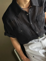 [S/S] Western シースルーリンクルシャツ(3color)
