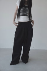 pintuck wide detail pants
