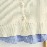 Layered Check Shirt Knit Top 231330484