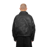 HIERARCHY STUDIOS Unsolved - Black Evidence Boxy Leather Jacket
