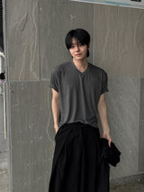 ボードレイヤーリングハーフTシャツ (Vネック)