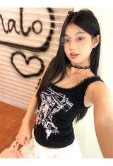 Black Corset Lace Sleeveless Tee