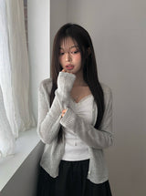Detting Round V-Neck Knit Cardigan