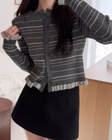 Vulvun frill striped cardigan