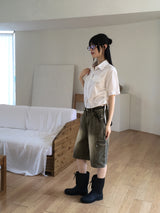 [4color] Tishan Cargo Bermuda Half Denim Short Pants
