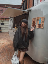 Onta カットレザーボンバージャケット