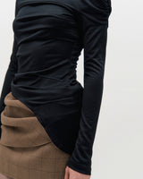 One Shoulder Draped Jersey Top _ BLACK