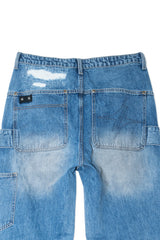 DESTROYED DOUBLE KNEE CARPENTER DENIM (BLUE)