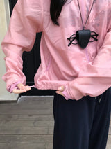 Peach Club Unbalance Shirring Summer Hood Windbreaker 