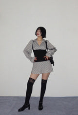 ベストレイヤードチェックミニドレス (BEIGE)