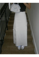 Work White Ribbon Long Skirt