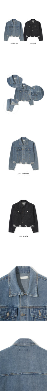 [S/S] Crop damage denim jacket(2color)