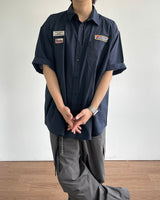 Temple linen short-sleeved shirt