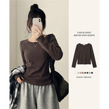Noet Round Slim Plain Long Sleeve T-Shirt