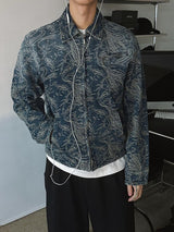 ASCLO Jacquard Denim Zipper Jacket (2color)