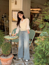 MR Washed Denim Wide Pants