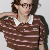 Stripe crop kara top Pink/brown
