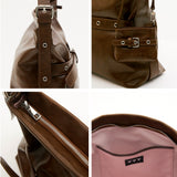 [SET] Buckle Hobo Shoulder Cross Bag _ Brown