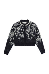 Flower Wool Cardigan [Navy]