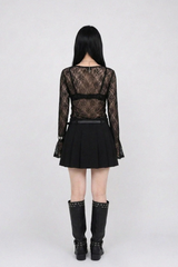 COWL-NECK LACE TOP (BLACK)