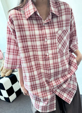 Conti Linen Check Oversized Boxy Shirt 3color
