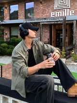 リムビンテージフェアワークパッチオーバーフィットロングスリーブシャツ